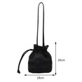 thumbnail image 5 of Bolso tipo cubo para mujer, bolso hobo con cordón, bolso de compras plisado (negro), 5 of 5
