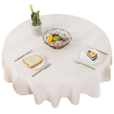 

Round Tablecloth Two Tone Linen Blend Circle Tablecloth stain Resistance Durable Table Cover For Dining Room Hotel Garden Picnic BBQ Party -Beige-200cm