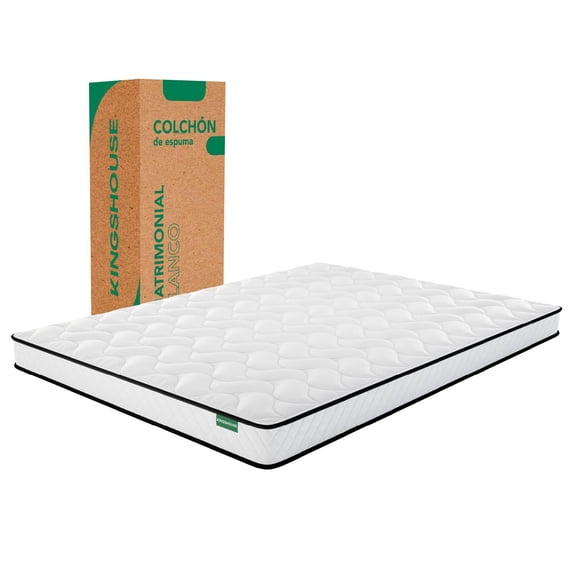 Colchón Matrimonial En Caja Espuma Alta Densidad Memory Foam 135x190x12cm Kingshouse  blanco Matrimonial