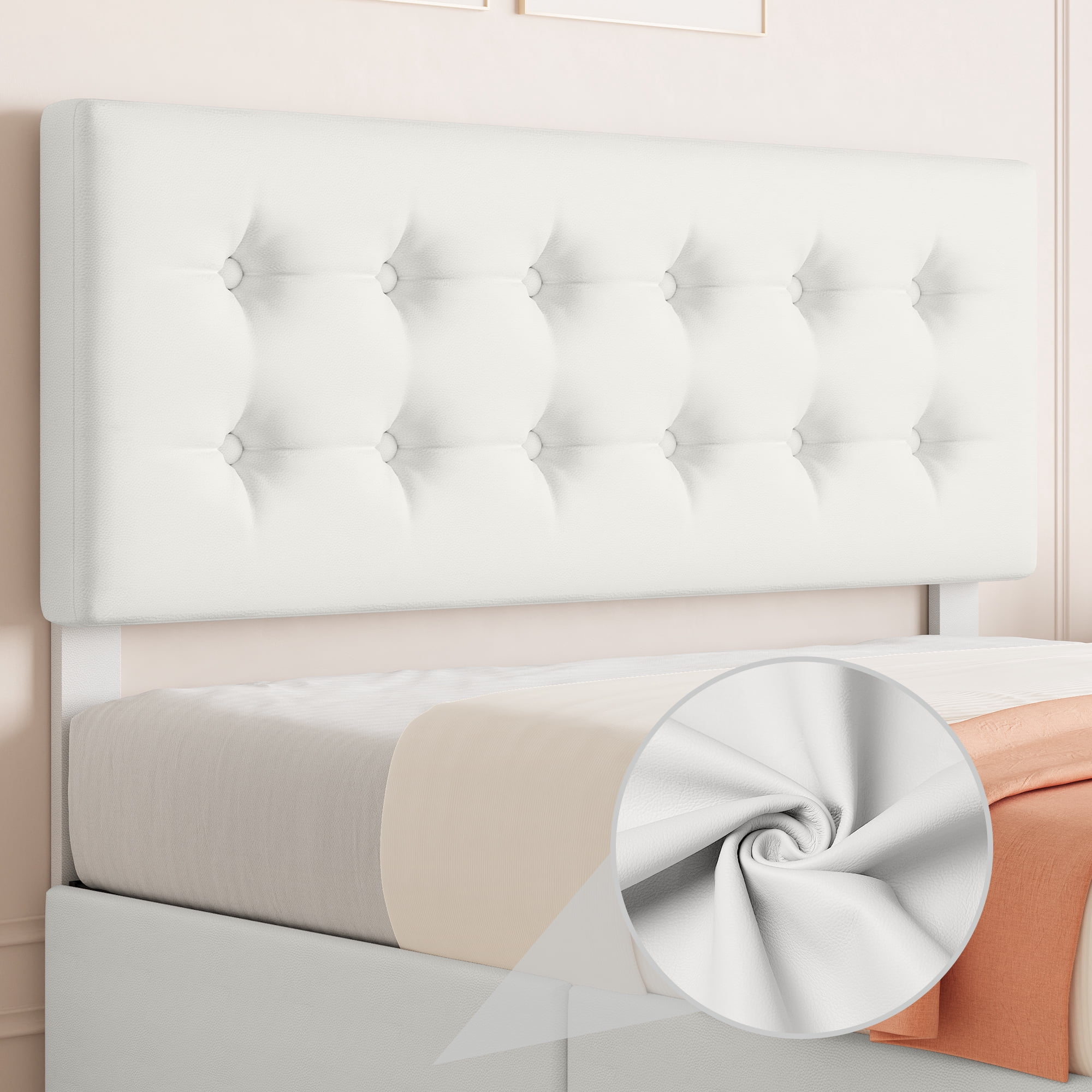 Huisuilinss Linen Upholstered Platform Bed Frame Queen Size Bed Frame With Button Tufted Design Headboard Full Size Bed Frame With 4 Storage Drawers Wooden Slats Support No Box Spring Needed