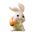 thumbnail image 5 of Easter Bunny Resin Figurines - 5-Pack Cute Rabbit Decor with Carrots & Flowers, Spring Tabletop Ornaments for Home, Party & Easter Decorations, 5 of 6