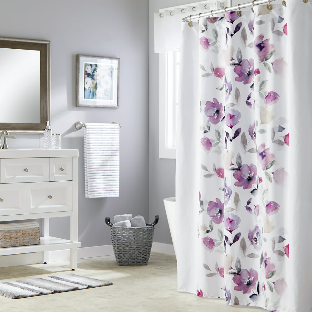 SKL Home Garden Mist Fabric Shower Curtain, Purple, 70