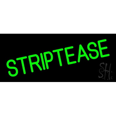 Striptease LED Neon Sign 10" Tall x 24" Wide - inches Black Square Cut Acrylic Backing, with Dimmer - Premium built indoor Sign for Strip Club, Dance club, Décor, Bar.