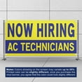 thumbnail image 3 of Now Hiring AC Technicians 13 oz Heavy Duty Vinyl Banner AC Technician Jobs Available Help Wanted Sign for Business Advertising Indoor/Outdoor Single-Sided with Metal Grommets (2x5 ft, Ye & Bl), 3 of 6
