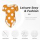 thumbnail image 4 of Balery Orange And White Polka Dot Body de cuello redondo de manga corta para mujer Tops de manga corta Tops básicos-Small, 4 of 7