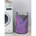 thumbnail image 3 of Paisley Laundry Bag, Purplish Pattern in Doodle Style Along Abstract Flowers Ornaments Eastern Art, Hamper Basket with Handles Drawstring Closure for Laundromats, 13" x 19", Multicolor, by Ambesonne, 3 of 4