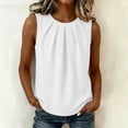 thumbnail image 2 of GUACER Women's Pleated Crew Neck Tank Top Loose Fit Sleeveless Blouses Summer Casual Flowy Camisole, 2 of 7