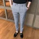 thumbnail image 4 of Pantalones de verano para hombre, rectos, 9 pantalones cortos, pantalones de traje para hombre, a cuadros, antiarrugas, sastrería, ropa informal fina y barata de diseñador, 4 of 5