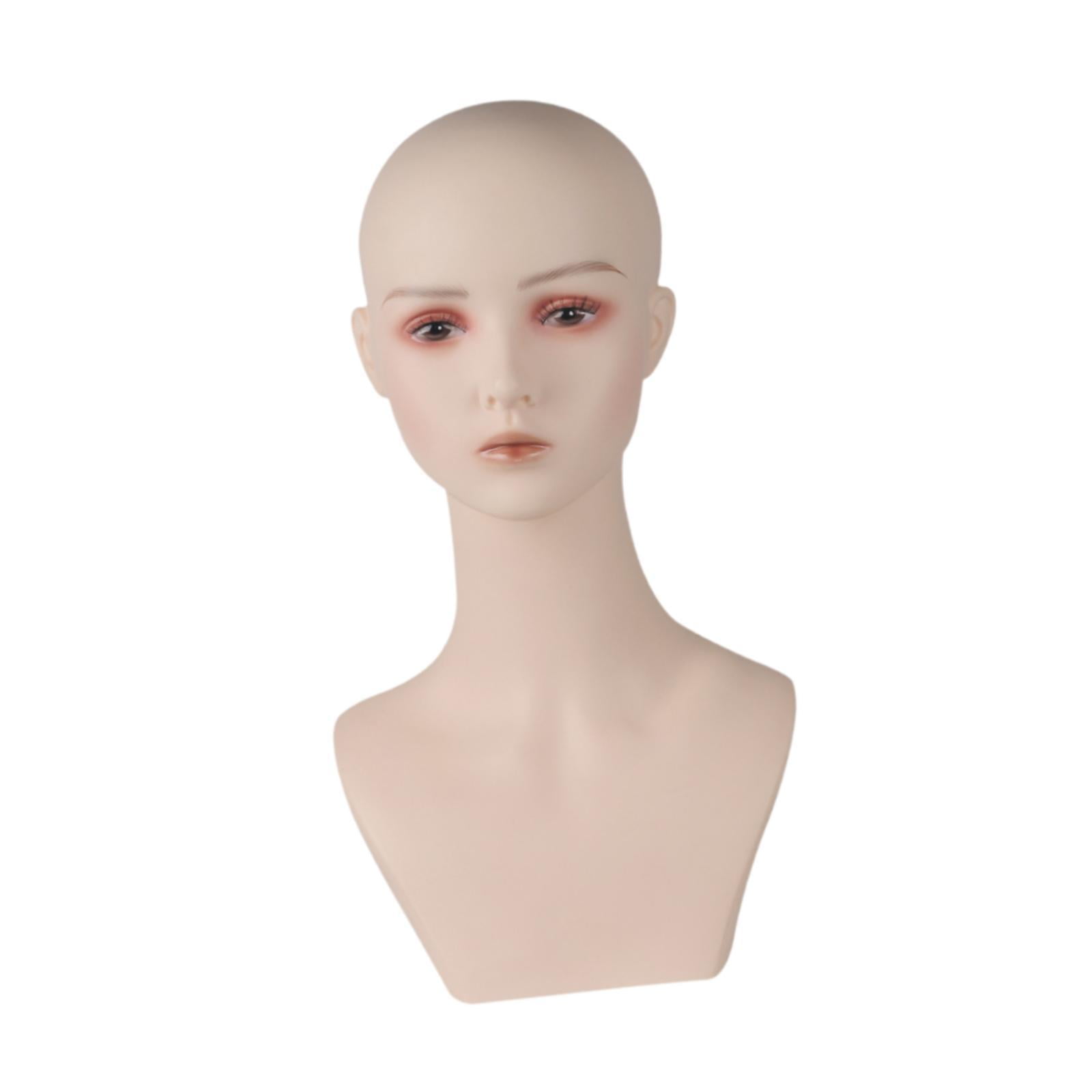 TOOYFUL Female Bald Mannequin Head Training Head Professional Holder Manikin Display Stand for Cap Hat Making and Display