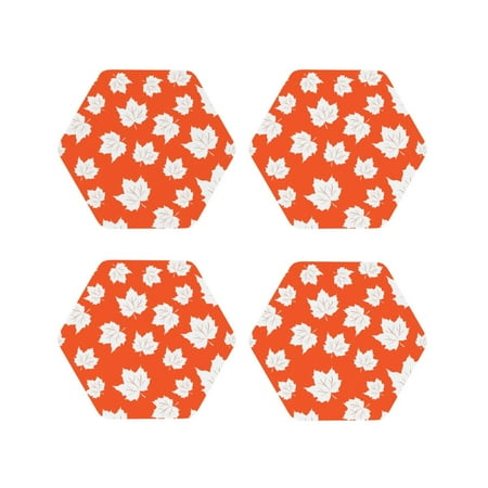 

Fuzoiu Bright Autumn Leaves Charm Print Leather Coasters Set Drink Coasters Set of 4 for Tabletop Protection Durable PVC Coasters Home Décor and Housewarming Gift-Hexagon