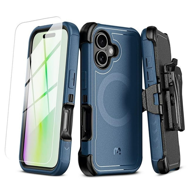 Funda Case MYBAT Maverick Mag clip para iPhone 17 - Azul con mica