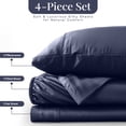 thumbnail image 3 of Lux Decor 100% Organic Viscose from Bamboo Sheets Set King - 4 Piece Ultra-Soft Luxury Cooling Bed Sheets, 16" Deep Pocket, Breathable & Hypoallergenic - Navy Blue, 3 of 10
