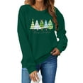 thumbnail image 3 of GUZOM Womens Christmas Tree Graphic Sweatshirt - Green Oversized Long Sleeve Crew Neck, Merry Christmas Print, Soft 100% Polyester for Holiday Parties & Daily Wear,Size M, 3 of 8