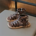 thumbnail image 5 of Otqutp Holiday Toddler Girls Footwear Girls Summer Solid Color Fashion Roman Shoes Sandals Vintage Sandal Boots for 4 to 12 Years, 5 of 6