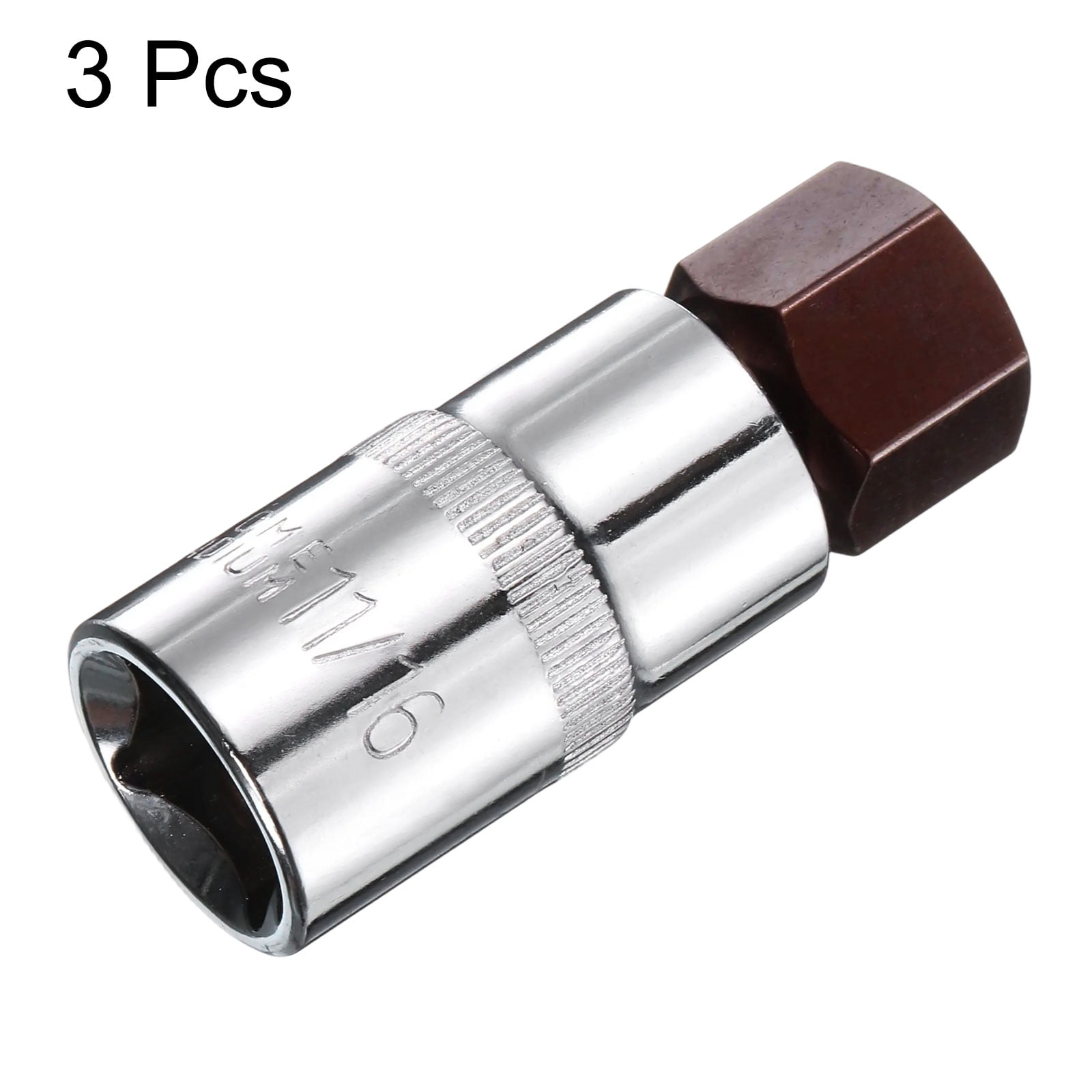 Uxcell 3pcs 11/16" Hex Bit Socket 1/2" Square Drive SAE Extension Impact Bit Power Nut Driver Set S2 & CR-V Steel Socket Ratchet Wrench Bits