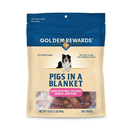 Golden Rewards Pigs in a Blanket Chicken and Pork Sausage Dog Treats 16 oz