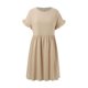 thumbnail image 4 of Vestido largo de lino liso con cuello redondo para mujer - Corte holgado, poliéster, elegante vestido informal de verano, 4 of 5
