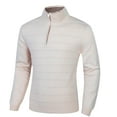 thumbnail image 7 of Men's Zip-Collar Stretch Cotton-Blend Thermal Pullover, Modern Fall/Winter Streetwear Layering Top, 7 of 7