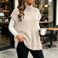 thumbnail image 4 of Tbopshirt Women Sleeveless Sweater Vest Turtleneck Oversized Pullover Sweaters with Front Pockets for Fall Winter Casual Outfit Going Out Knit Tops, 4 of 8