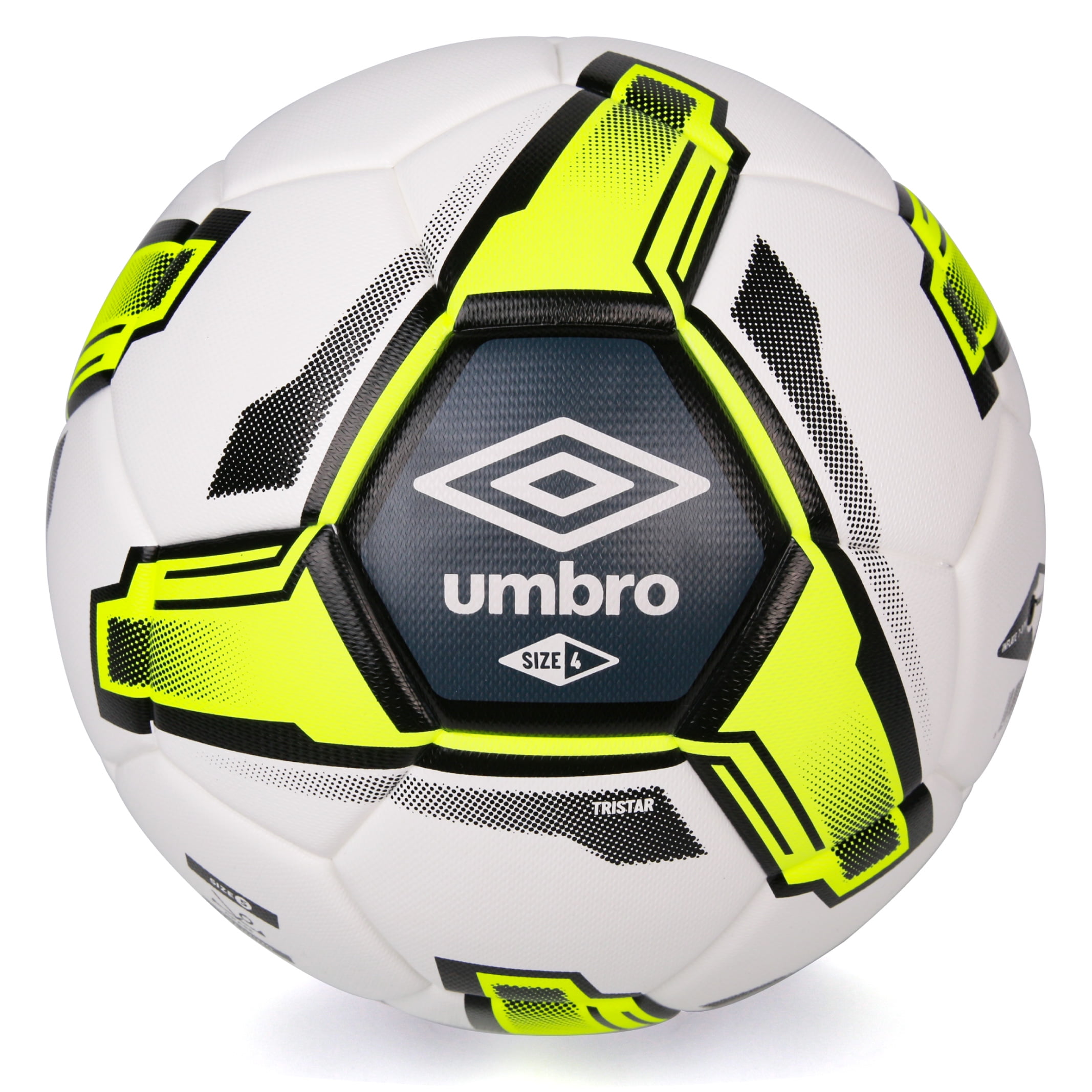 Umbro Tristar Size 4 Youth and Beginner Soccer Ball, White/Black/Yellow