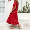 thumbnail image 6 of Erwazi Dresses for Women Solid Collared Short Sleeve Solid Dress Waist Cinched Zipper Trendy Casual Daily Summer Dresses, 6 of 7