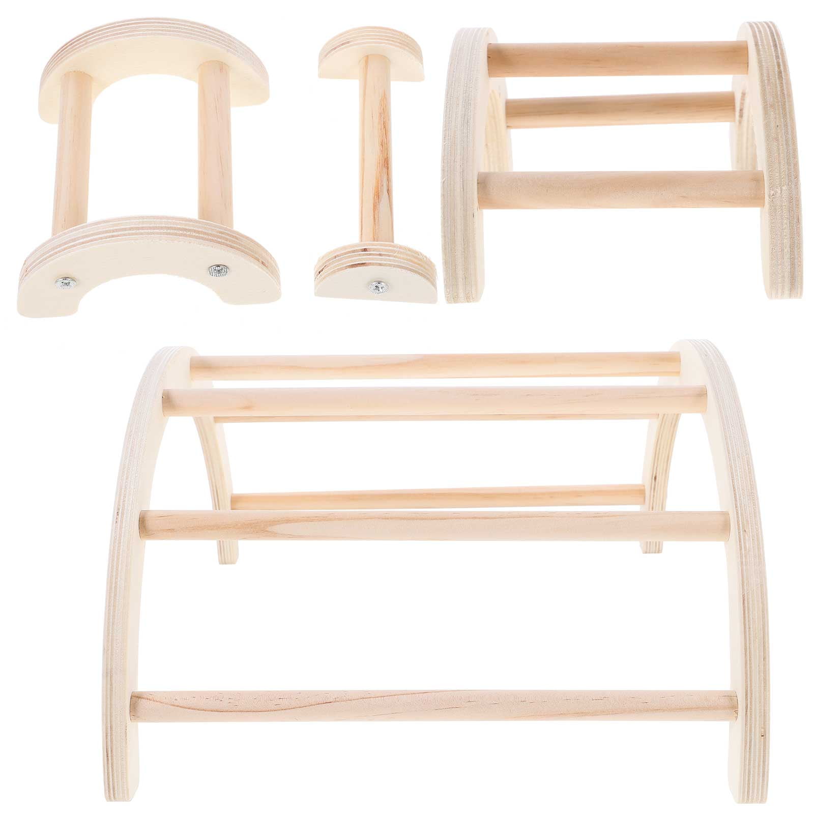 WESIEVYA Wooden Chicken Training Arch Bridge Perch 4pcs for Parrots and Birds