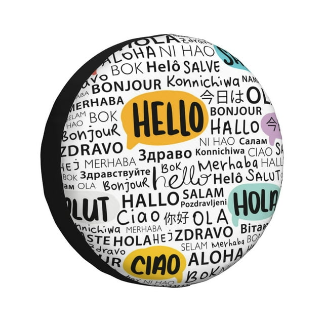 Fotbe Hello Funda de Llanta de Repuesto con Estampado, Engrosada, Ajuste Universal para Jeep, Remolque, RV, SUV, Camión-17 inch