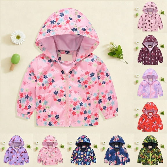 1-2 Years Infant Toddler Rain Jacket Kids Cartoon Windbreaker Coat Baby Girl Boy Zip Hooded Outerwear Fall Infant Raincoat for Fall and Winter Camouflage Sweatshirt