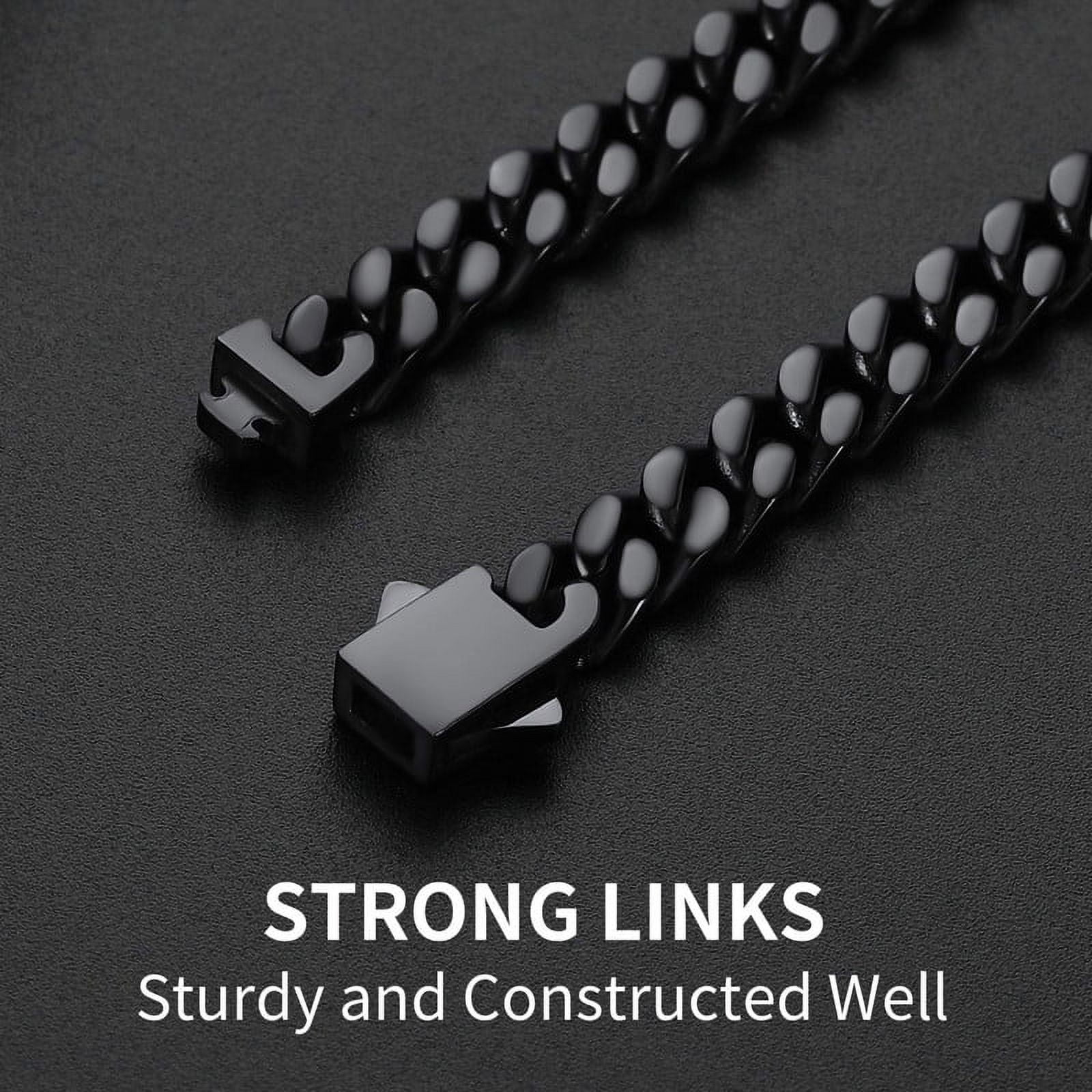 ChainsHouse Cuban Link Chains for Men Stainless Steel Black Chain Necklace 5mm Heavy Easy Clasp Tranish Resistant Durable Hip Hop Mens Jewelry Gift, 18"-30"