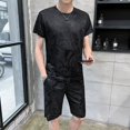 thumbnail image 4 of Conjunto de chándal para hombre, camiseta con el alfabeto moderno, ropa de alta calidad para hombre, trajes deportivos elásticos elegantes, top holgado de corte entallado, conjuntos de pantalones cort, 4 of 5