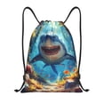 thumbnail image 1 of Gaeub Colorful Underwater Shark Drawstring Backpack Bag Sport Gym Sackpack Heavy Duty String Backpack for Men Women-Medium, 1 of 6