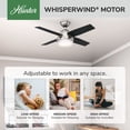 thumbnail image 3 of Hunter 44 inch Indoor Ceiling Fan with LED Light and Remote Control - Modern Ceiling Fan, Standard Mount, 4 Blades, For Bedroom, Living Room, or Kitchen, Quiet - Dempsey 59245, Brushed Nickel, 3 of 16
