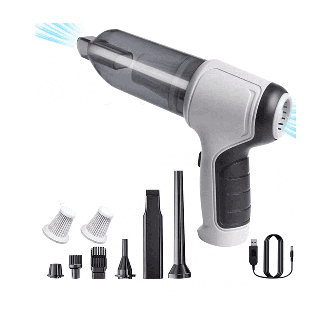 Aspiradora De Mano Para Hogar Y Automóvil Soplable 12000pa, Color Gris