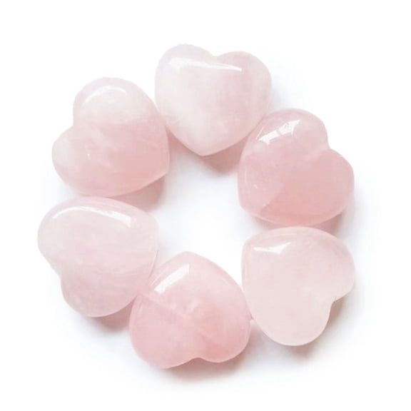 4pc Natural Rose Quartz Healing Stones Heart Love Stones Pocket Palm Stones for Reiki Ealancing 30x30x15mm