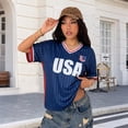 thumbnail image 2 of BAKREP USA Soccer Jersey for Women, USA Flag Graphic Short Sleeve T Shirts V-Neck Tee Happy Fashion Jerseys for Women 2026 Summer Shirts, 2 of 19