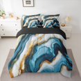 thumbnail image 2 of Castle Fairy Teens Female Women Blue Gold Marble Twin Bedding Sets 7-Piece,Marbling Watercolor Bedding Comforter Set Microfiber,Abstract Gradient Vintage Aesthetic Breathable Sheet Sets, 2 of 8