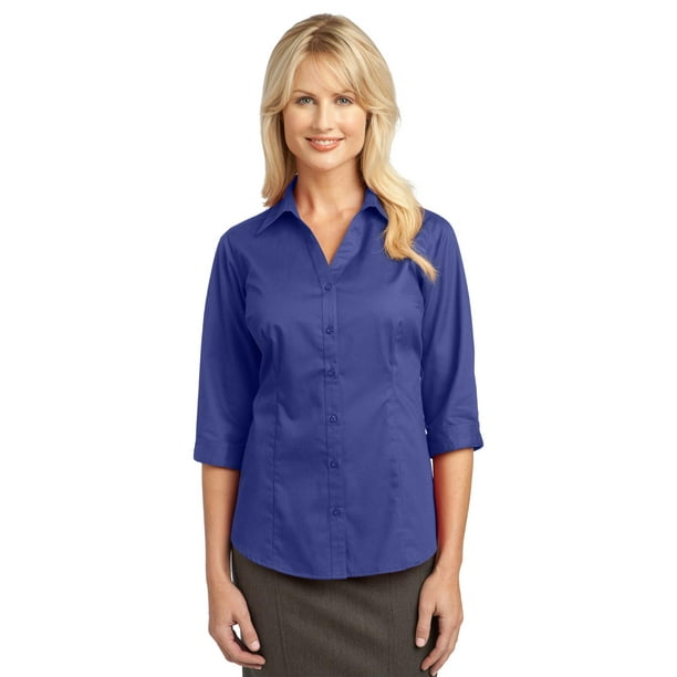 Port Authority Blusa de manga 3/4 mejorada para mujer 4XL Azul mediterráneo Autoridad Portuaria 645553