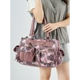 thumbnail image 4 of Large capacity crossbody bag, European and American style women's bag, niche washed tote motorcycle bag, bowling bag, 4 of 13