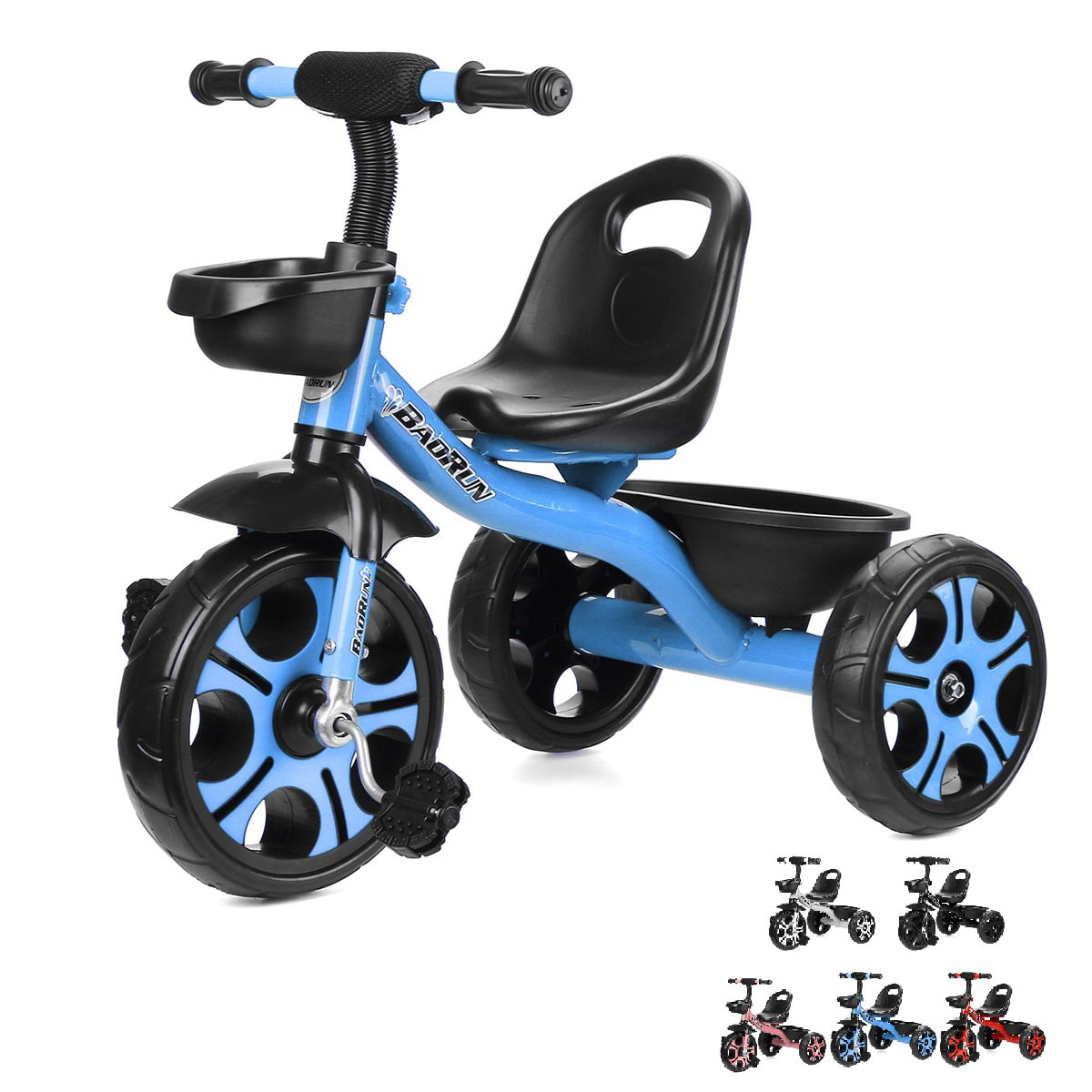 HOMCOM Kids Tricycle Child Learning Balance Bike Adjustable Seat Pedal Trike Handlebar 3 Wheels Boy Girl Walker Blue
