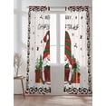 thumbnail image 2 of Christmas Gnome Sheer Curtains 84 Inch Long 2 Panels, Red Green Winter Dwarfs Xmas Retro Linen Light Filtering Rod Pocket Semi Sheer Curtains, Sheer Voile Drapes for Living Room Bedroom, 52"x84", 2 of 5