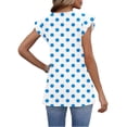 thumbnail image 4 of Craaazy Women Casual V Neck Blouse, Polka Dot/Ombre/Check Print Short Sleeve Ruffle Sleeve Top, Loose Fit Comfy T-shirts for Daily Wear Gifts, 4 of 9