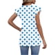 thumbnail image 4 of Craaazy Women Casual V Neck Blouse, Polka Dot/Ombre/Check Print Short Sleeve Ruffle Sleeve Top, Loose Fit Comfy T-shirts for Daily Wear Gifts, 4 of 9