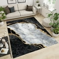 thumbnail image 3 of Marble Style Area Rugs, Black White Luxury Gilded Stone Grain Texture Carpet, Modern Non-Shedding Indoor Foldable Non Slip Rug for Living Room Bedroom Office Decor Mats 4ft x 8ft, 3 of 6