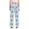 thumbnail image 3 of Dailycode Women's Pajama Pants Wide Leg Lounge Pj Bottoms With Pockets Butterfly Flying in Daisy Sea, 3 of 7