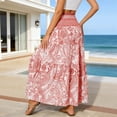 thumbnail image 3 of Arlun Summer Bohemian Style Long Skirts for Women Stretch High Waist Floral Print Lightweight Flowy Maxi Skirts Elegant a Line Design for Beach Vacation Wear Red XL, 3 of 4