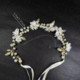 thumbnail image 5 of Accesorios para el cabello Erqi Diadema con incrustaciones de diamantes estilo margarita Diadema de flores hecha a mano Accesorios de boda, 5 of 5