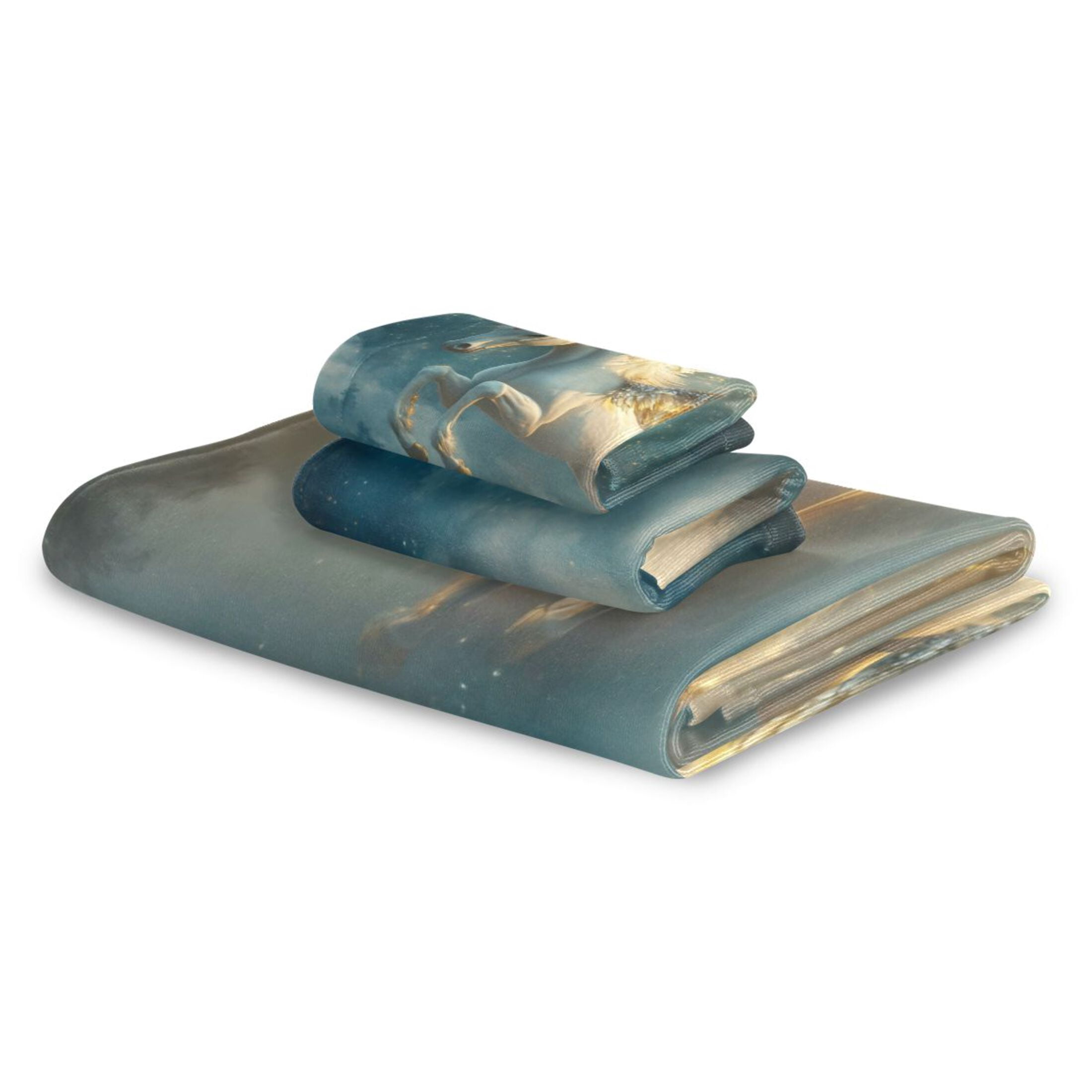 Wobogo Starry Sky Pegasus Ultra Soft 3 Pack Cotton Towel Set Includes 1 Bath Towel 1 Face Towel and 1 Washcloth for Everyday Use Lightweight and Compact