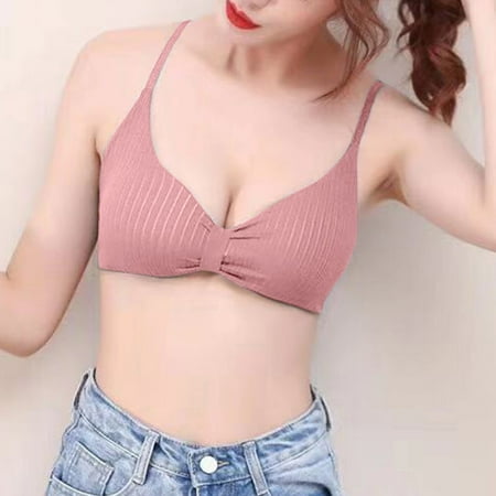 

TOWED22 Bras Women s Front Closure Bras Plus Size Unlined Soft Lace Plunge Underwire Pink