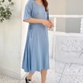 thumbnail image 5 of Ynynloco Women's Short Sleeve Crew Neck Swing Midi Dress Casual Loose T-Shirt Dresses with Pockets, 5 of 8