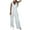 White, variant on Ladies Jumpsuit Elegant Sleeveless V Neck Playsuits Halter Romper Loose Fit Summer Wide Leg Overalls with Belted Pockets Women Casual Striped Dungarees for Party Holiday